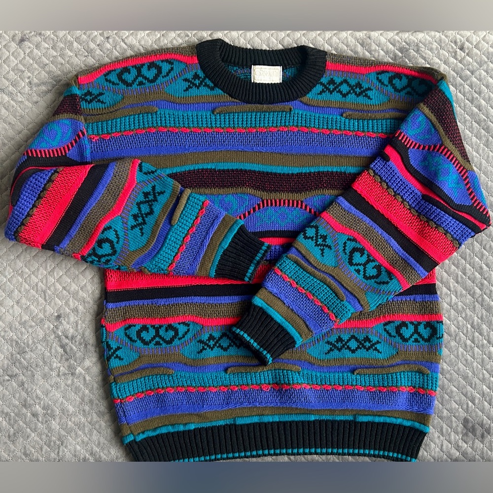 Vintage 90s Coogi Style Sweater - Bold Abstract